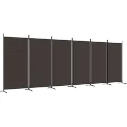 vidaXL 6-tlg. Paravent Braun 520x180 cm Stoff