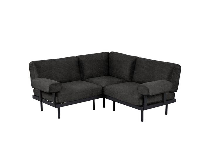 Outdoor-Ecksofa Modica Typ E 186 x 80 x 186cm Schwarz/Schwarz