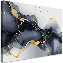 LEINWANDBILD Schwarz-weißer Marmor mit Gold 60x40cm