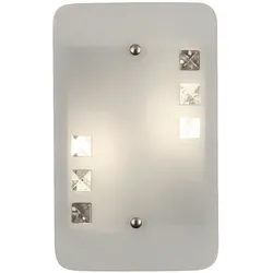 Wandlampe Wandleuchte Wohnzimmer Glas 2 flammig Kristalle, Metall, 2x E14 Fassung, H 28 cm