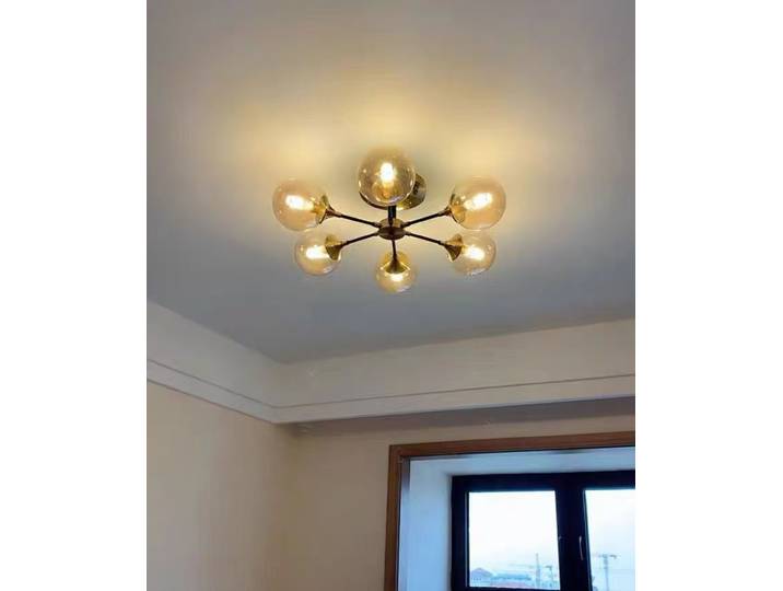 Lustre LED moderne rétro en verre doré pour salle à manger, chambre à coucher, salon, décoration intérieure, luminaire suspendu