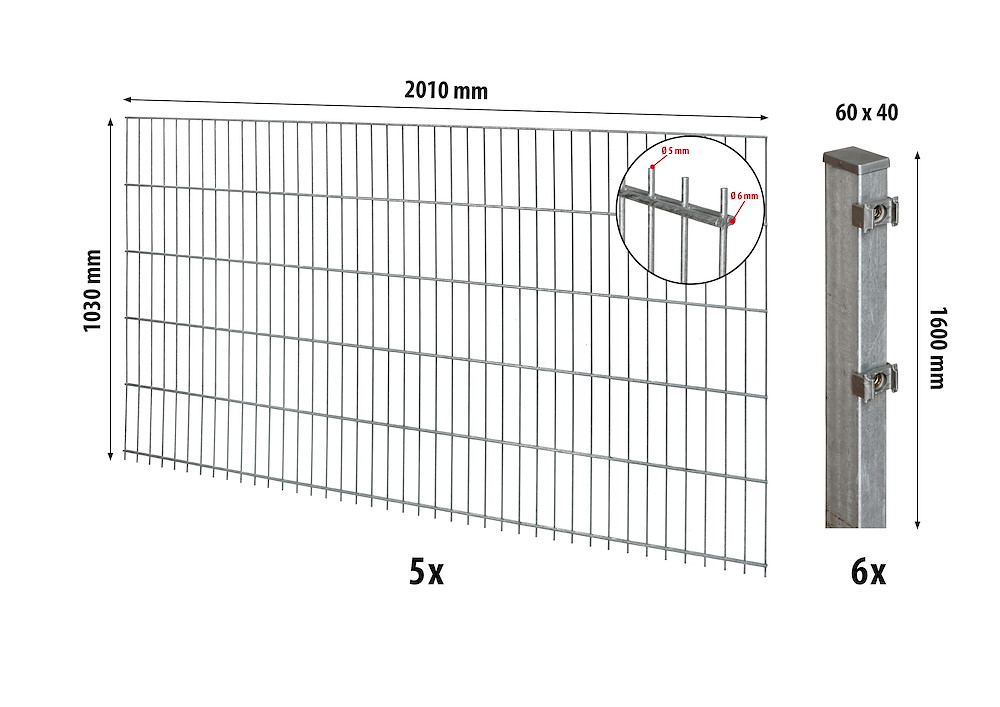 JUNGELMAR Comfort DS-Mattenzaun-Set 1030 L=10 m, fvz 09401365
