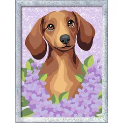 Ravensburger CreArt, Malen nach Zahlen Kinder - Dackel Lilac