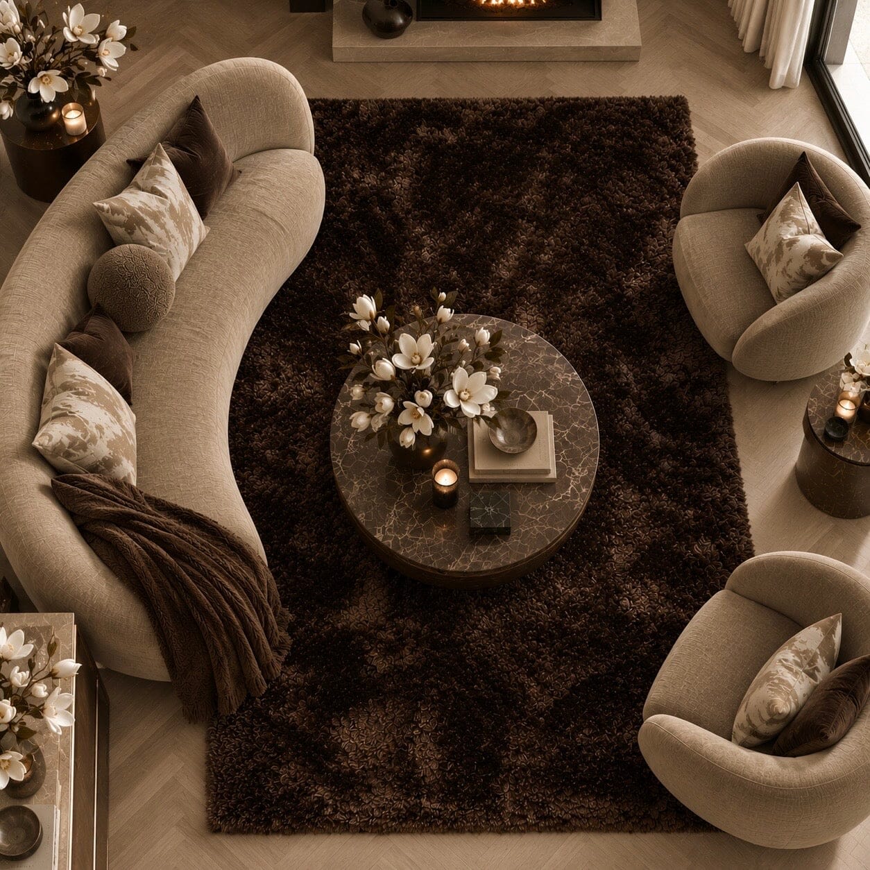 Caleb Chocolate Brown Luxury Fluffy Rug, 160x230cm