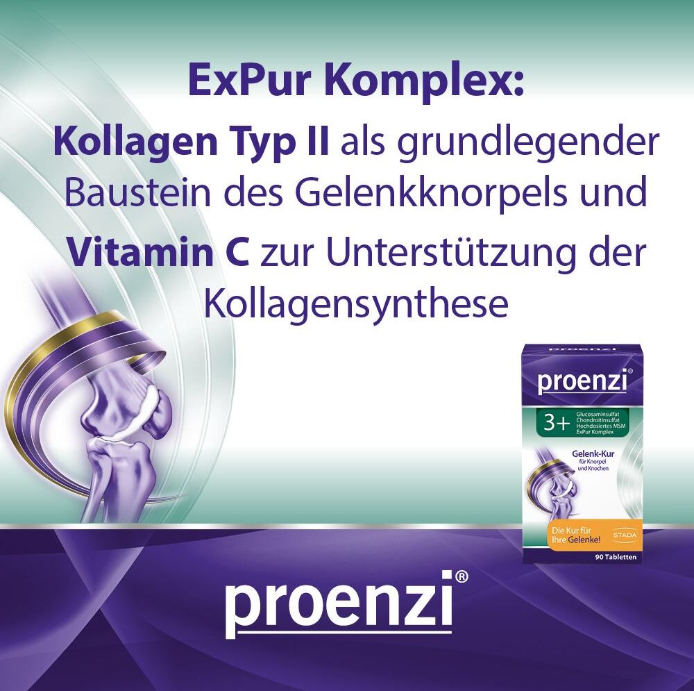 Proenzi® 3+ Gelenk-Kur Tabletten für Knorpel und Knochen, MSM Schwefel, Kollagen 90 St 90 St Tabletten