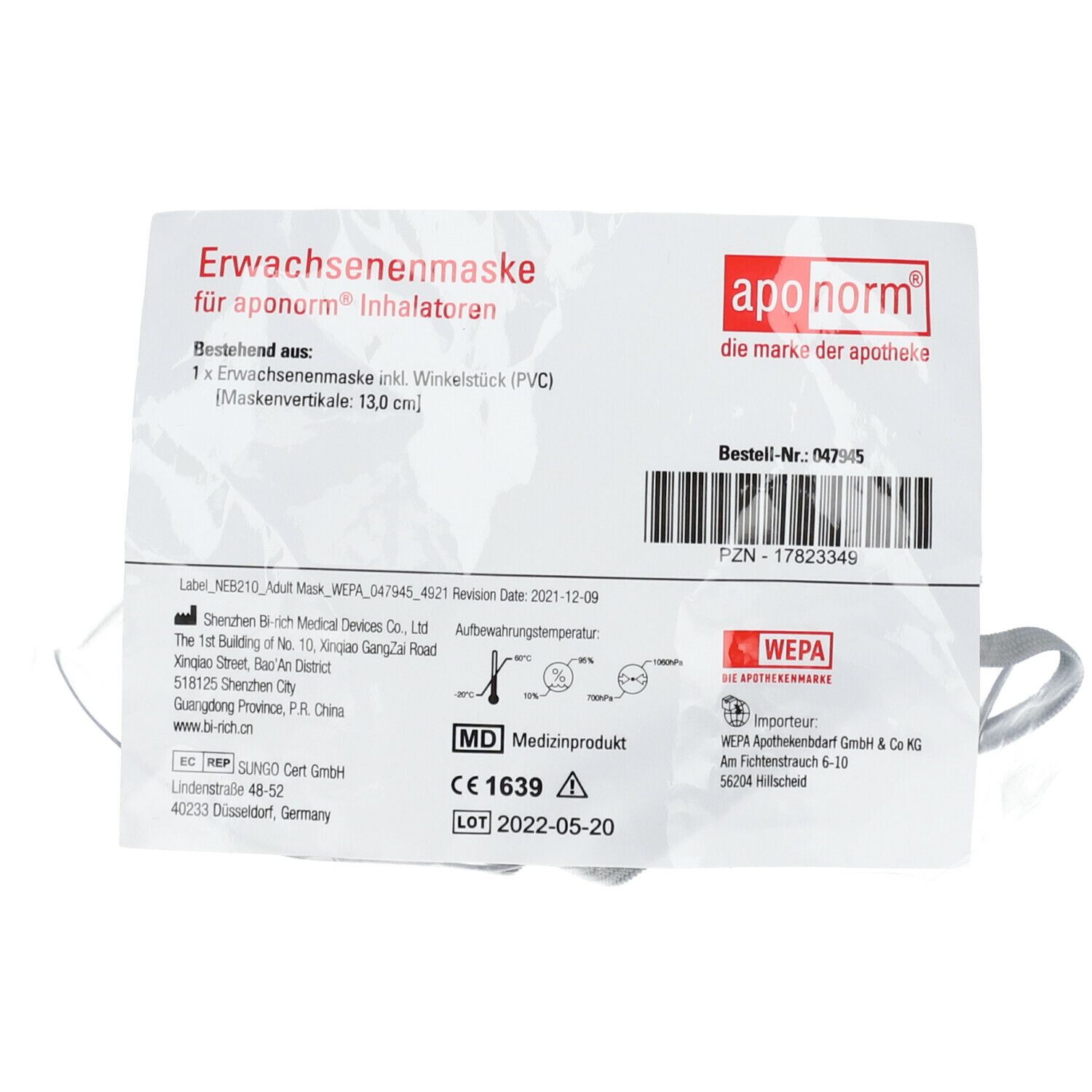 Aponorm Inhalator Standard Erwachsenenmaske 1 St Maske