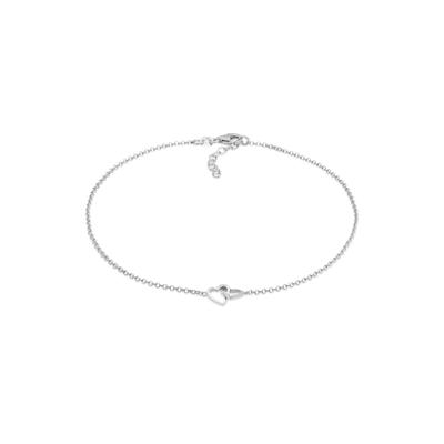 Fußkette ELLI "Fußschmuck Herz Liebe Verschlungen 925 Silber" Gr. 25, silber, Fußketten, Damen, Silber 925 (Sterlingsilber)