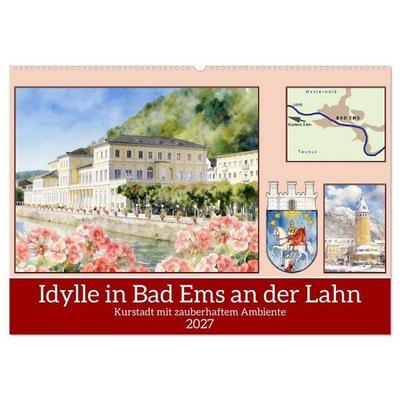 Idylle in Bad Ems an der Lahn (Wandkalender 2027 DIN A2 quer), CALVENDO Monatskalender