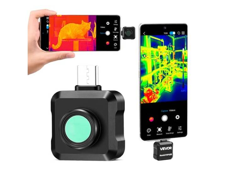 VEVOR Caméra Thermique pour Android Super Résolution TISR 320x240 Imageur Thermique Infrarouge Résolution 160x120 pour Smartphones et Tablettes\, 25 Hz\, -20 °C à 550 °C\, avec 15 Palettes de Couleurs