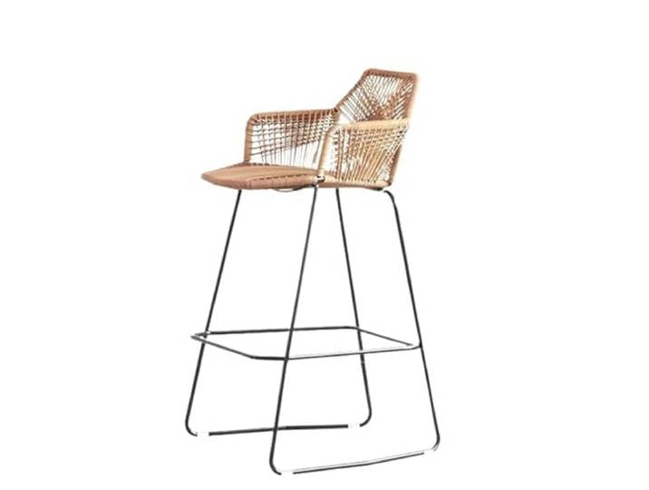 VNCdfhETs Barstuhl Hochstuhl Aus Rattan, Barhocker for Den Außenbereich, Empfangsstühle for Balkon Barhocker