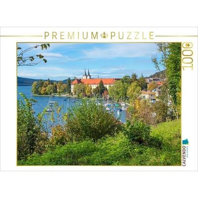 CALVENDO Puzzle Schloss und Hafen am Tegernsee | 1000 Teile Lege-Größe 64x48cm Foto-Puzzle für glückliche Stunden