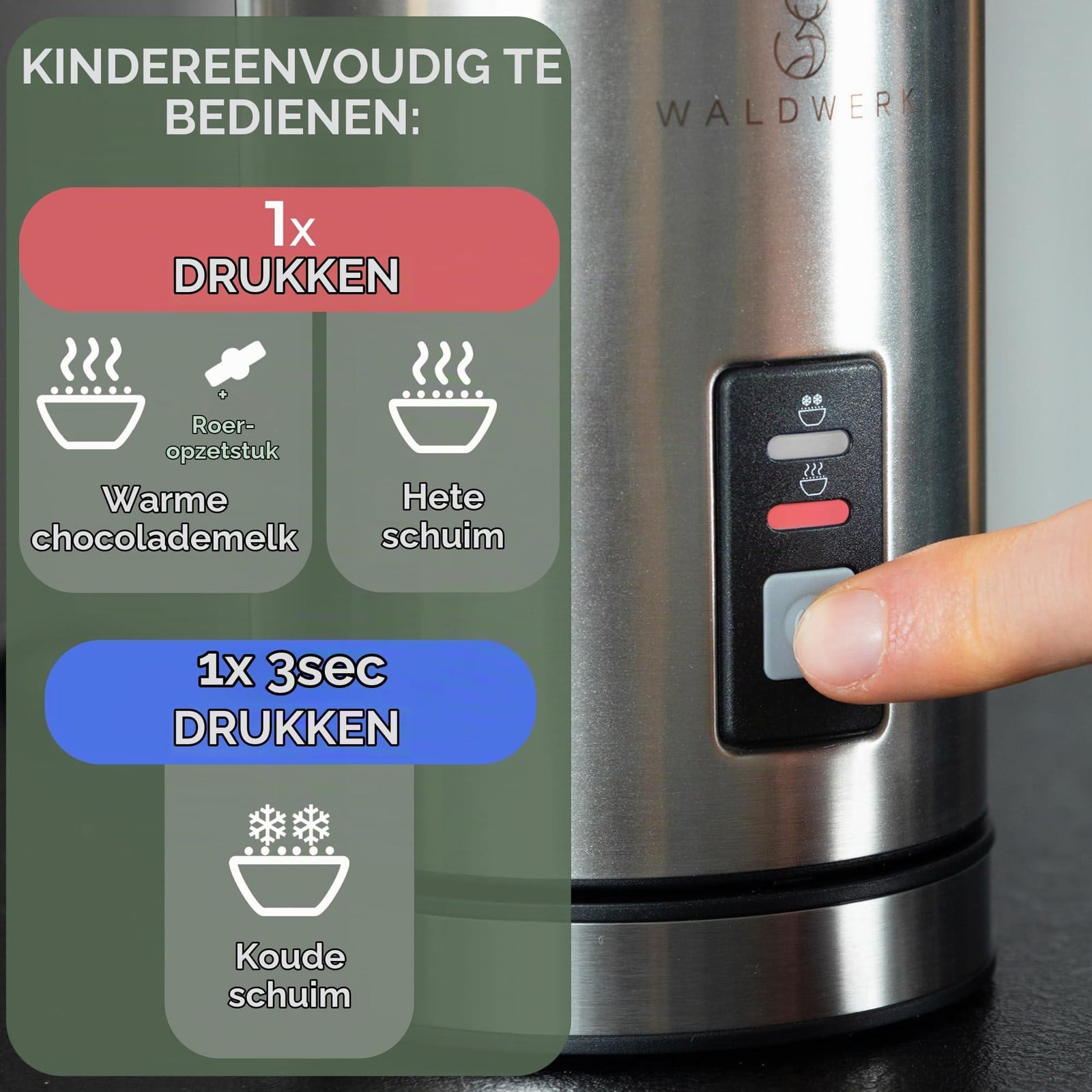 Dripio Melkopschuimer van roestvrij staal, zilverkleurig, handmatig, 1 stuk