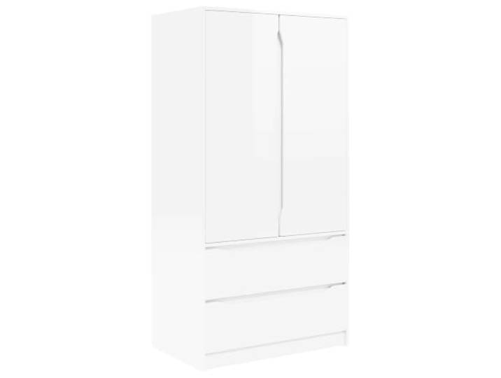 smnyxs Schrank weiß glänzend 79,5 x 49 x 156 cm Holz Moderner Schrank, Scharniertüren, Schubladen mit Kugellager, höhenverstellbar, Schlafzimmeraufbewahrung