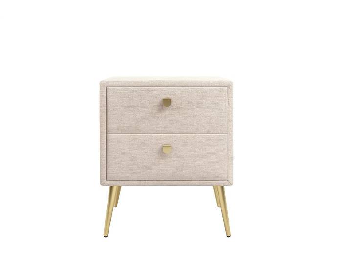 Masseno Nachttisch NORRA Nachtschrank Beistelltisch für Schlafzimmer 41 x 53,5 x 40,5 cm Beige