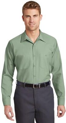 Red Kap SB12 Long Sleeve Striped Industrial Work Shirt in Light Green size XLR   Polyester Blend CS10, SP10