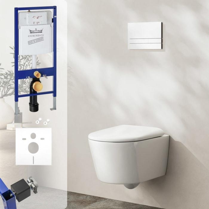 Kronenbach Tube Wand-WC kompakt spülrandlos Komplettset wrapover