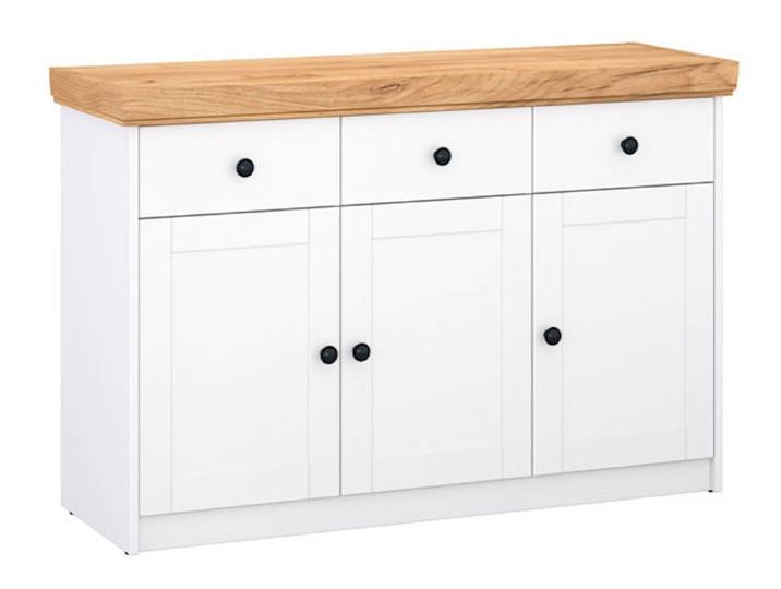 Feldmann-Wohnen Kommode Sky (Sky, 1 St., Kommode), 123x41x82cm weiß / Gold Craft Eiche