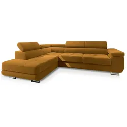 MASSENO Ecksofa mit Schlaffunktion Selva ¦ gelb ¦ Maße (cm): B: 277 H: 90