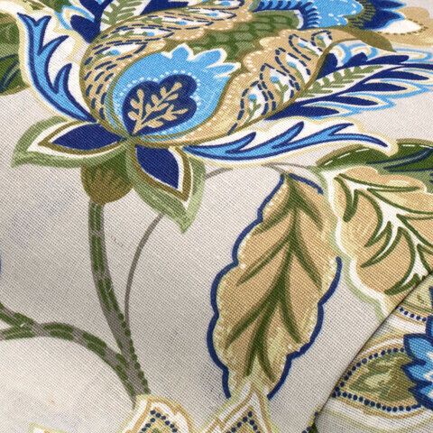 Dekostoff Fantasieblumen blau "Lorena", natur-color