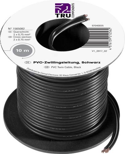 TRU Components 1565082 Litze 2 x 0.75mm² Schwarz 10m