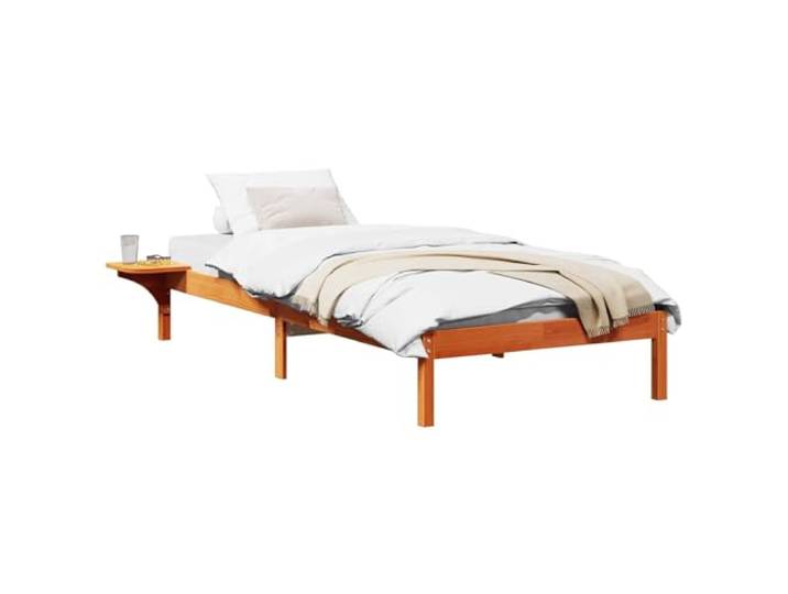 PUGYNBK Bettgestell aus massivem Kiefernholz, 90 x 190 cm Feste Basis mit Lamellen, Rückenlehne verarbeitet, minimalistisches Design, einfache Reinigung