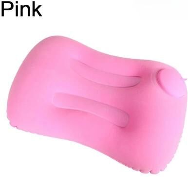 Uplift Treasures Inflatable Travel Pillow With Flocked Surface pink