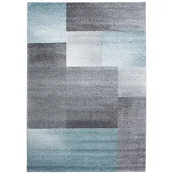 Teppich Flur Kariert Pflegeleicht Waschbar Strapazierfähig Wohnzimmer Schlafzimmer Blau 140x200 cm – SERENO von Kadima Design