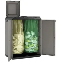 Keter Split Basic Recyclingschrank, Abfalleimer, Grau