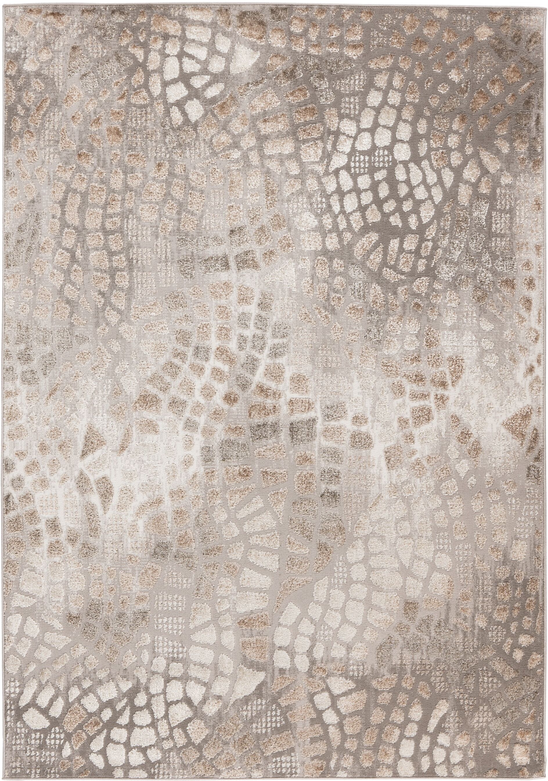 Teppich KAYOOM "Catcher 225", beige (silber, beige), B:80cm H:11mm L:150cm, Polyester, Teppiche, Teppich, Kurzflor, Wohnzimmer silber, beige B : 80cm 1 Stk., 11mm, L: 150cm
