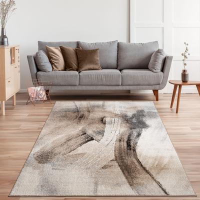 Paco Home Artistic Designer Rug with Brushstroke Effect in Cream Brown Black