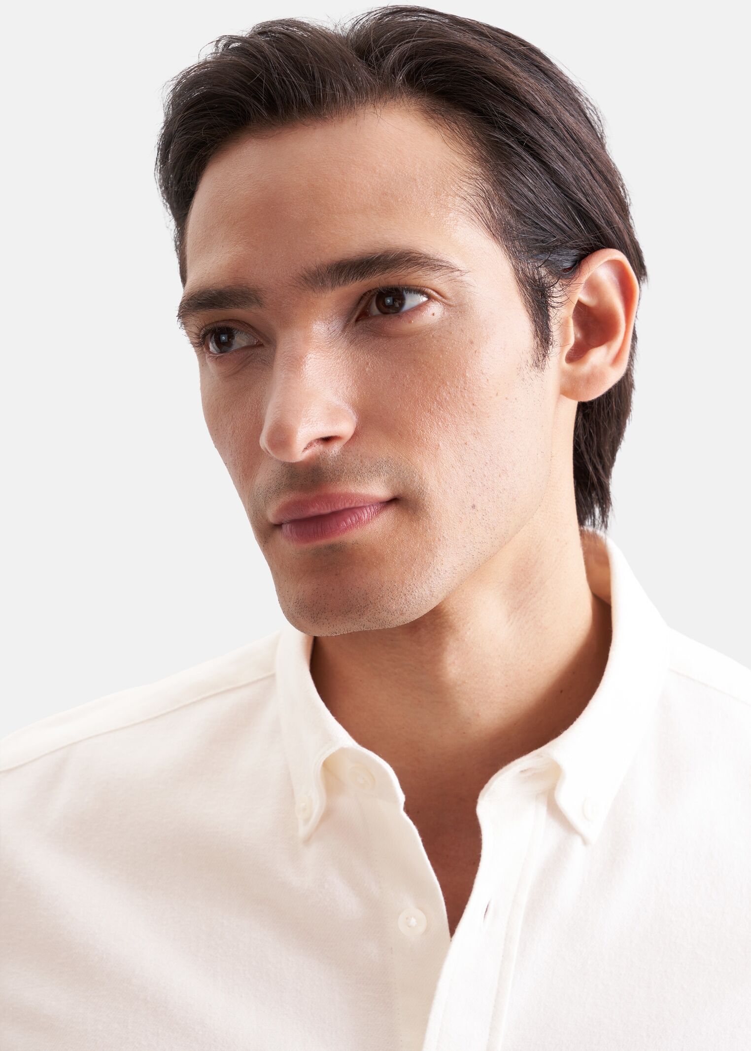 Flanellhemd SEIDENSTICKER, Herren, Gr. S (38), normale Ärmellängen, beige (ecru), 100% Baumwolle, unifarben, slim fit, 2-Knopf-Manschette, Hemden Flanellhemd, Slim 1/1 Button-Down-Kragen Uni