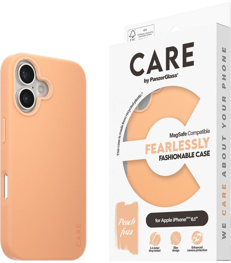 CARE by PanzerGlass iPhone 16 FASHION Fearlessly Fashionable Cover - MagSafe Kompatibel - Peach Fuzz