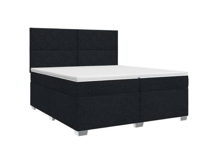 RJPLMFV Boxspringbett mit Matratze, Schwarz, 200 x 200 cm, Stoff Kopf verstellbar 78/88 cm, Bezüge waschbar, mittlere Härte, Federbasis