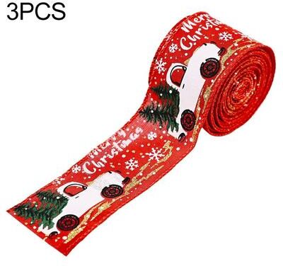 Snug & Styled Christmas Decoration Ribbon For Tree Holiday Crafts Festive Linen Style Roll red