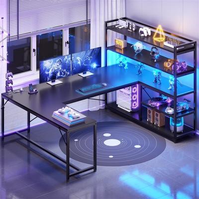 No "63"" Reversible Office Desk or Corner Desk with Storage Shelves"