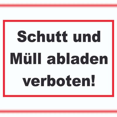 HB-Druck Schutt und Müll abladen verboten Schild A4 Rückseite selbstklebend