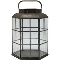 Chic Antique Laterne 6-eckig Antik Messing, 30 x 26 x 42 cm
