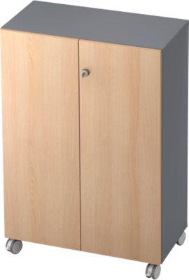 Rollenschrank TOPAS LINE, 3 Ordnerhöhen, Türen abschließbar, graphit/Eiche-Dekor