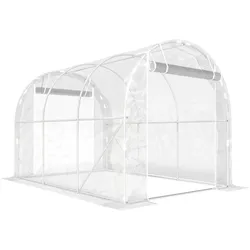 Outsunny Polytunnel-Gewächshaus, begehbares Gewächshaus mit verzinktem Stahlrahmen und UV-beständiger PE-Abdeckung, transparent
