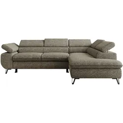 ECKSOFA PABLO L Grau Struktur - Rechts Seite mit T25 Topper