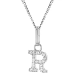 trendor 28240-R Damen-Kette mit Buchstabe R Anhänger 925 Silber Rhodiniert, 42 cm