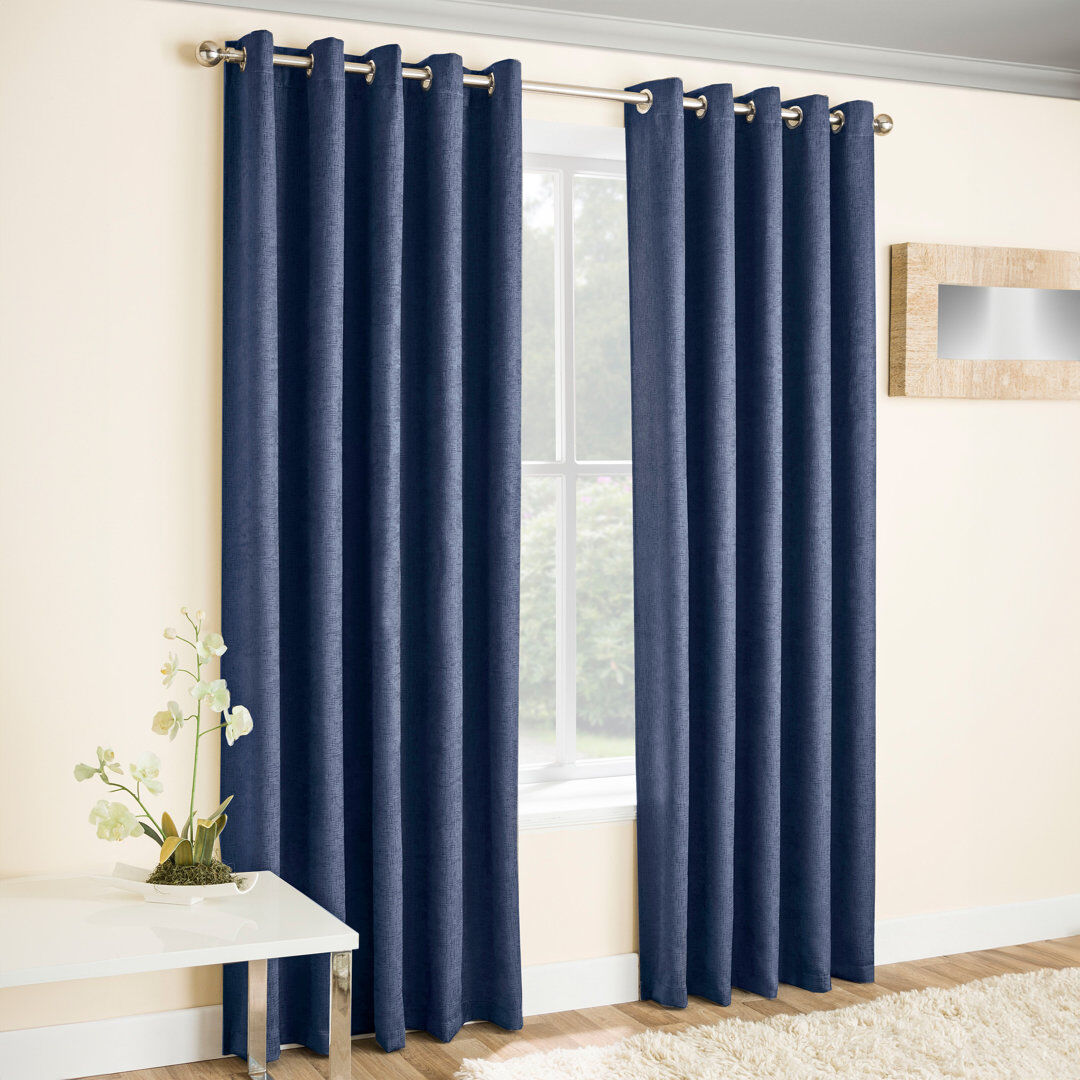Wayfair Basics™ Biller Eyelet Thermal Light Reducing Curtain Navy 229cm Width x 274cm Drop
