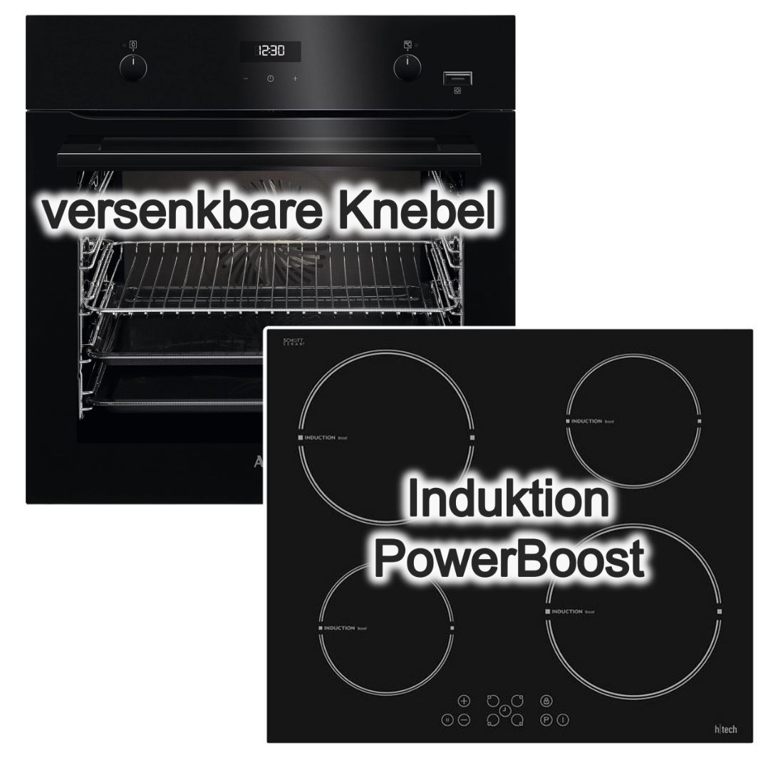 Herdset AEG Einbau Backofen 71 Liter mit h|tech Induktionskochfeld Booster- autark, 60 cm