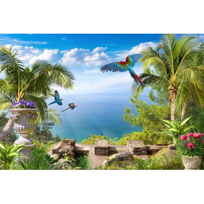 Fototapete PAPERMOON "Tropische Landschaft", bunt, B:2,5m L:1,86m, Vlies, Tapeten