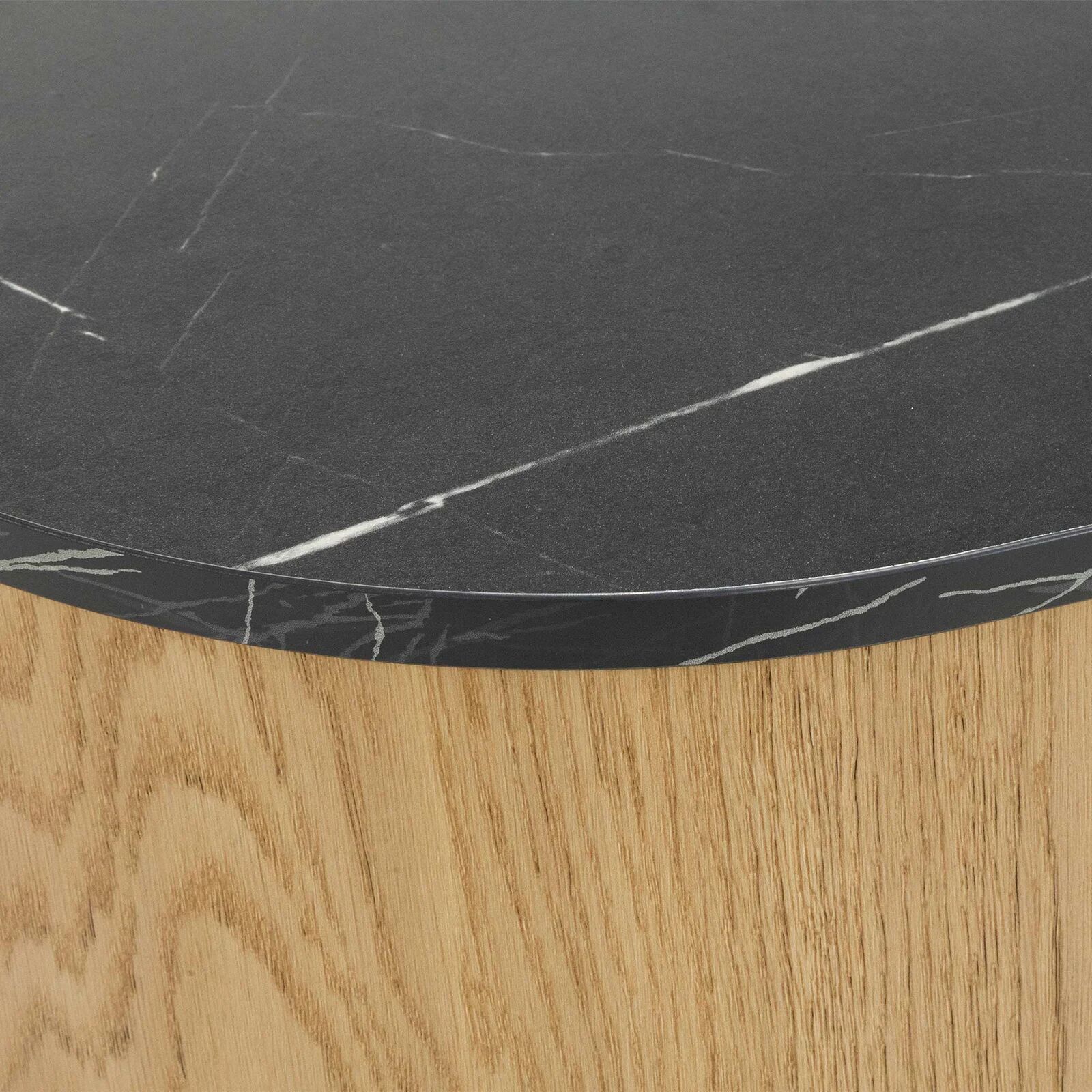 garneroarredamenti Tavolino da salotto ovale 100x52cm rovere effetto marmo nero Roundi