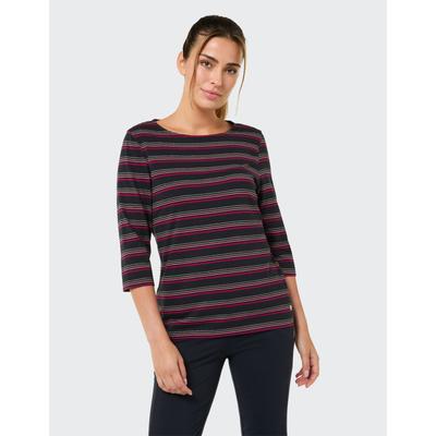 T-Shirt JOY SPORTSWEAR "D T-SHIRT GINA 3/4 ARM", Damen, Gr. 50, bunt (motley stripes), Obermaterial: 95% Baumwolle, 5% Elasthan. Futter: 97% Polyester, 3% Elasthan, Shirts T-Shirt, sportlicher Stil, 3/4-Ärmellänge, für Sportmode