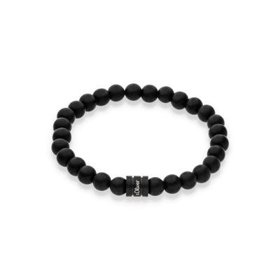 Armband S.OLIVER "Beads", schwarz (schwarz, schwarz), Armbänder, Jungen, 17cm, Materialmix, Armband, mit Achat, Sodalith oder Jaspis