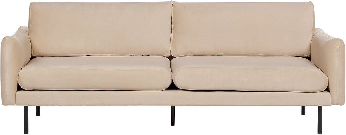 Beliani VINTERBRO Driezitsbank - Beige - Fluweel - Breedte: 220 cm