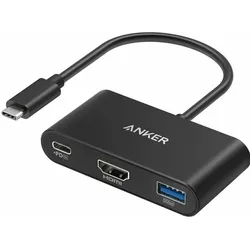 Anker Zolo USB-C Hub 3-in-1 (USB-C, 3 Ports), Dockingstation + USB Hub, Grau, Schwarz