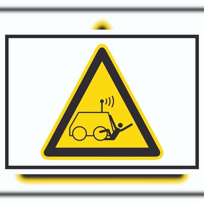 HB-Druck Warnung vor Überrollen durch ferngesteuerte Maschine Symbol A4 (210x297mm) Schild